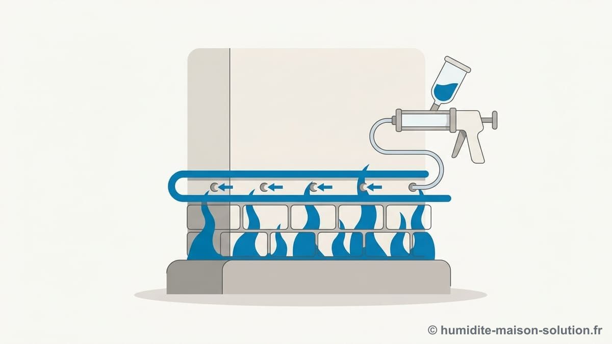Illustration : Comprendre le principe du traitement anti-humidité par injection Illustration : Comprendre le principe du traitement anti-humidité par injection